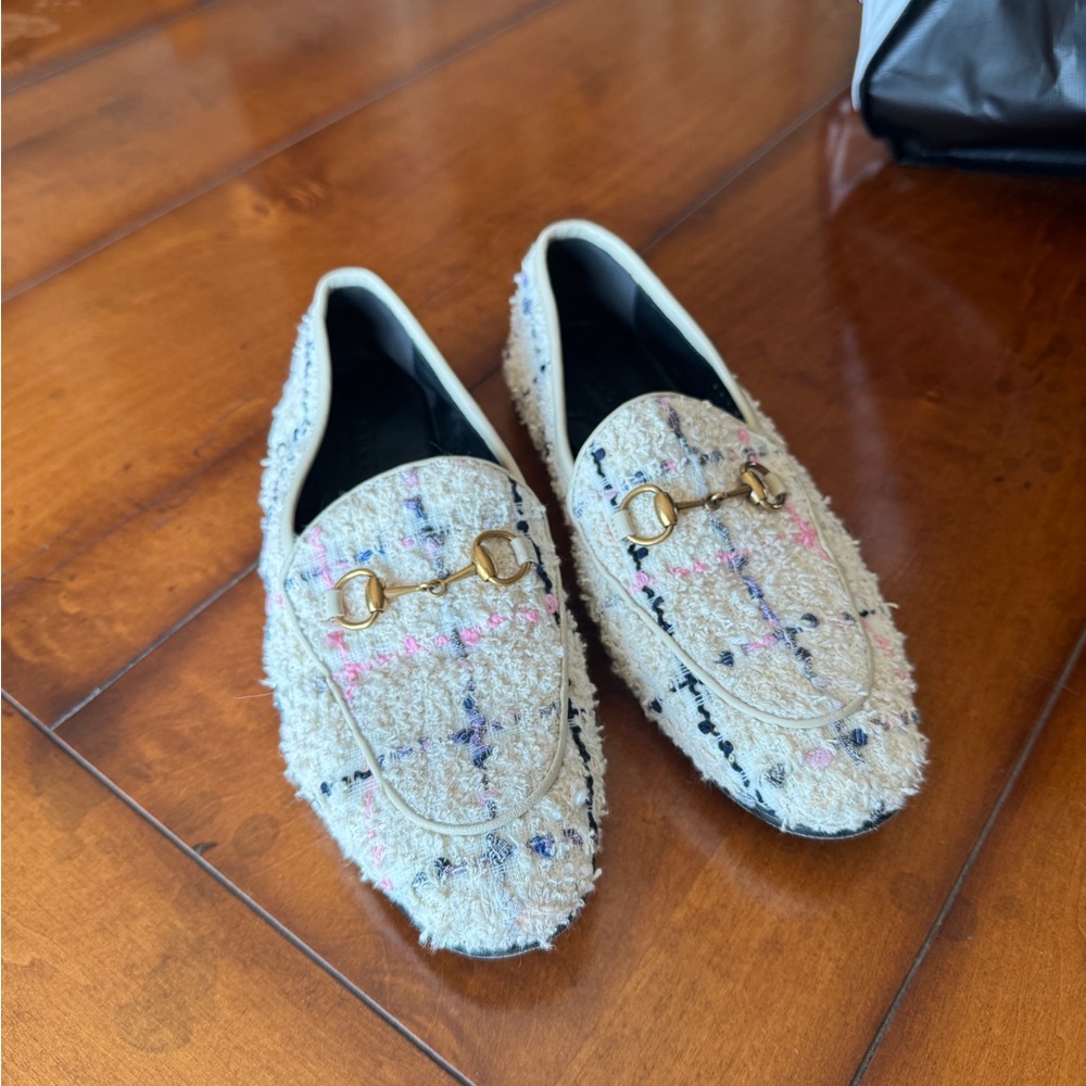 Women’s tweed Gucci Jordan loafers